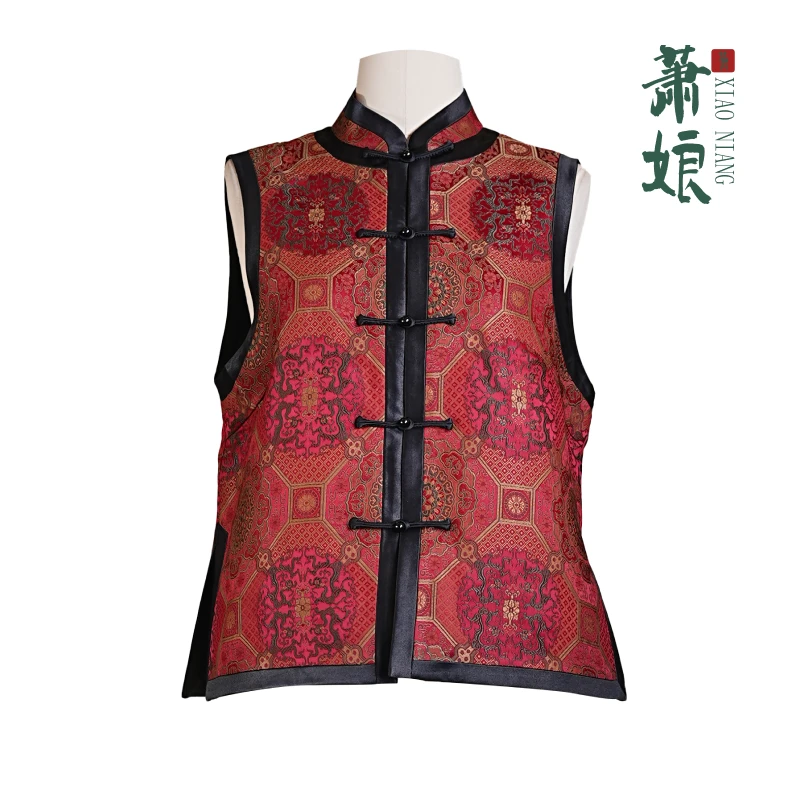 萧娘【飞羽】香云纱工艺桑蚕丝新中式国风马夹宽松马甲外套2114