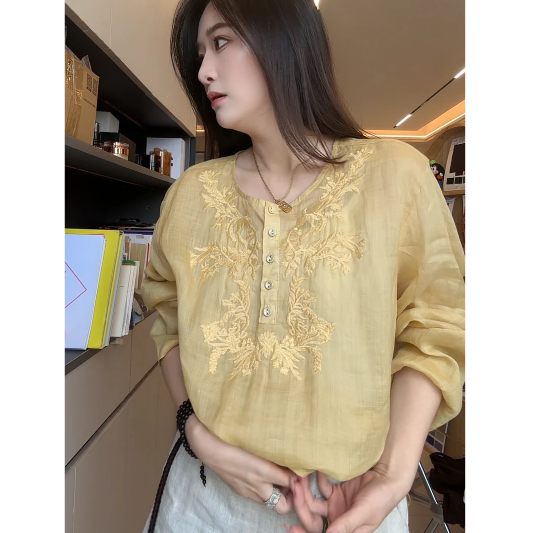 【DAIDAI专属】圆领重工刺绣衬衣#8678