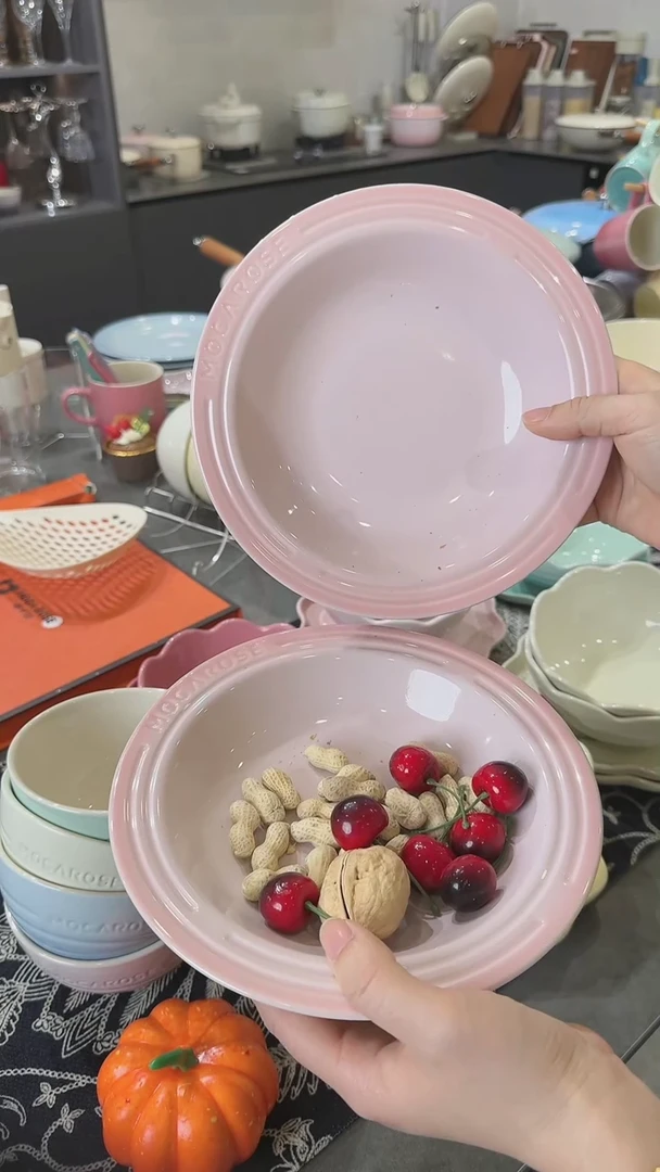 【闪购商品】瓷【2个装】樱花粉草帽盘-20cm