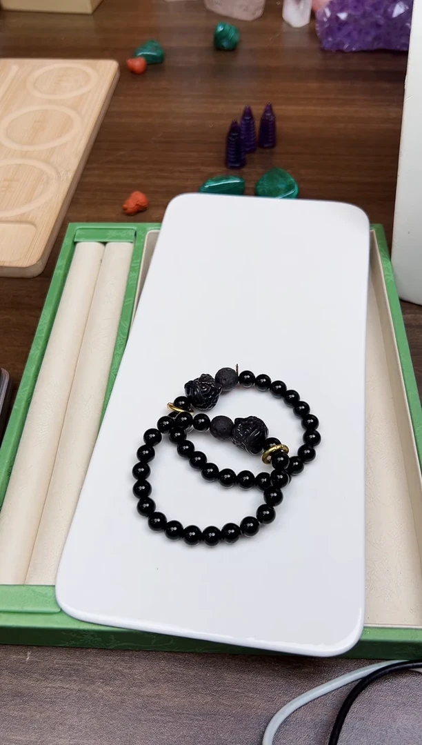 未镶嵌黑曜岩手链悦4334 约8mm