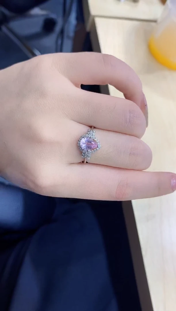 银S925镶嵌戒指定制绿柱石（摩根石）楚楚珠宝中古甄选不退换