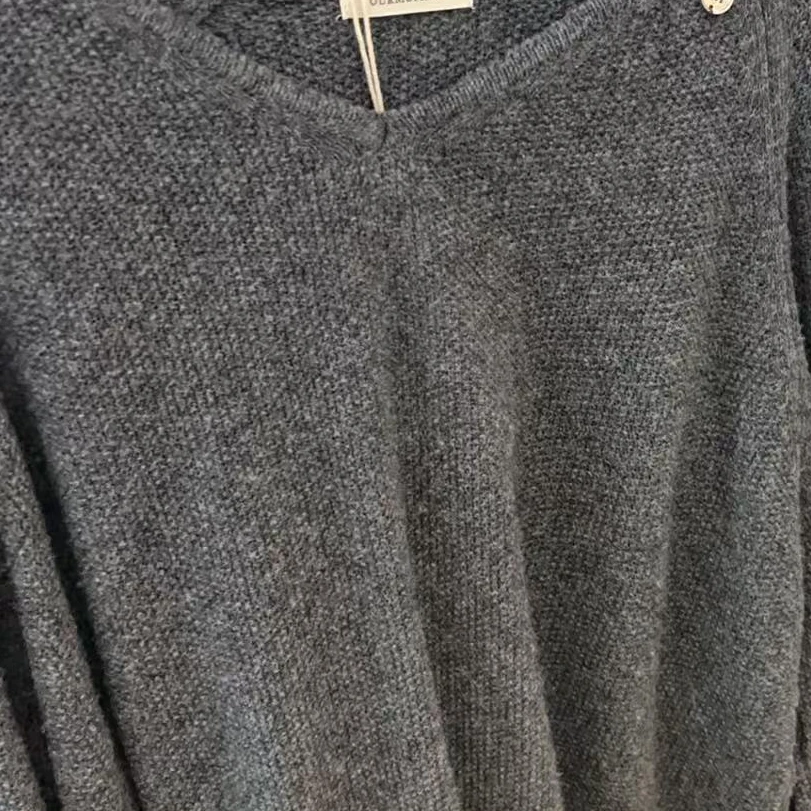 ［小小布］no退换-东大门正品O5U灰色V领小标毛衣