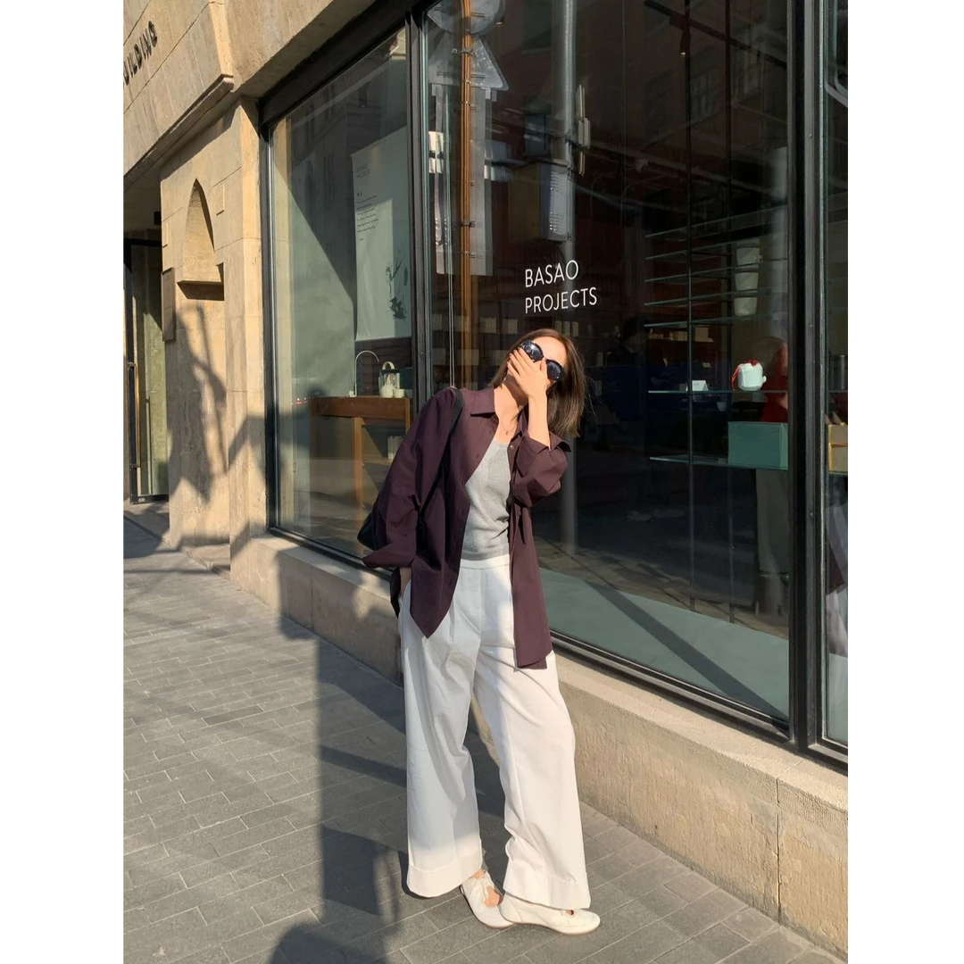 十三行THE MIND-夏季福秒韩系简约宽松长袖衬衫#T253