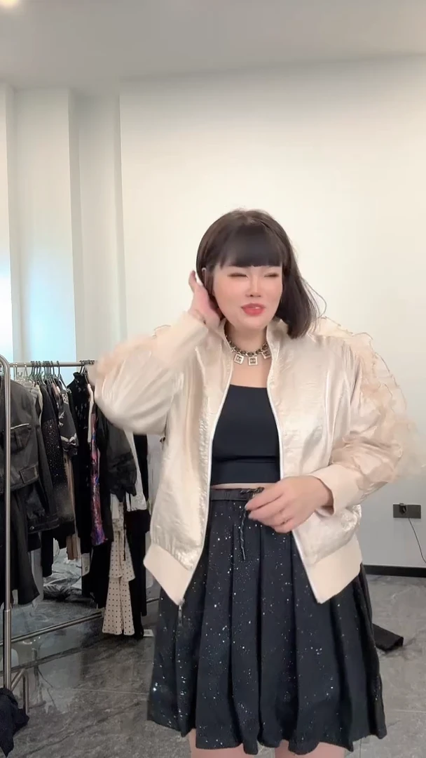 21 蕾丝花边小夹克香槟色