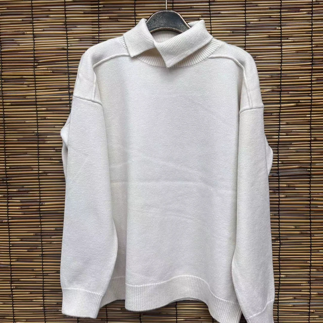 HY    斜衬衣领净色毛衣