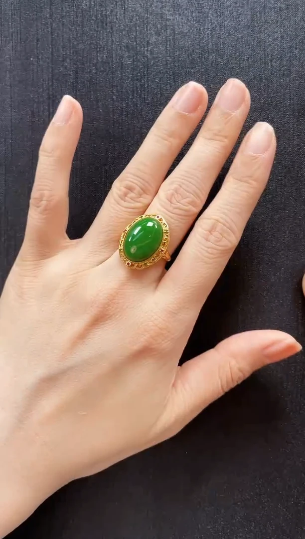 和田玉戒指银S925镶嵌多样性发一