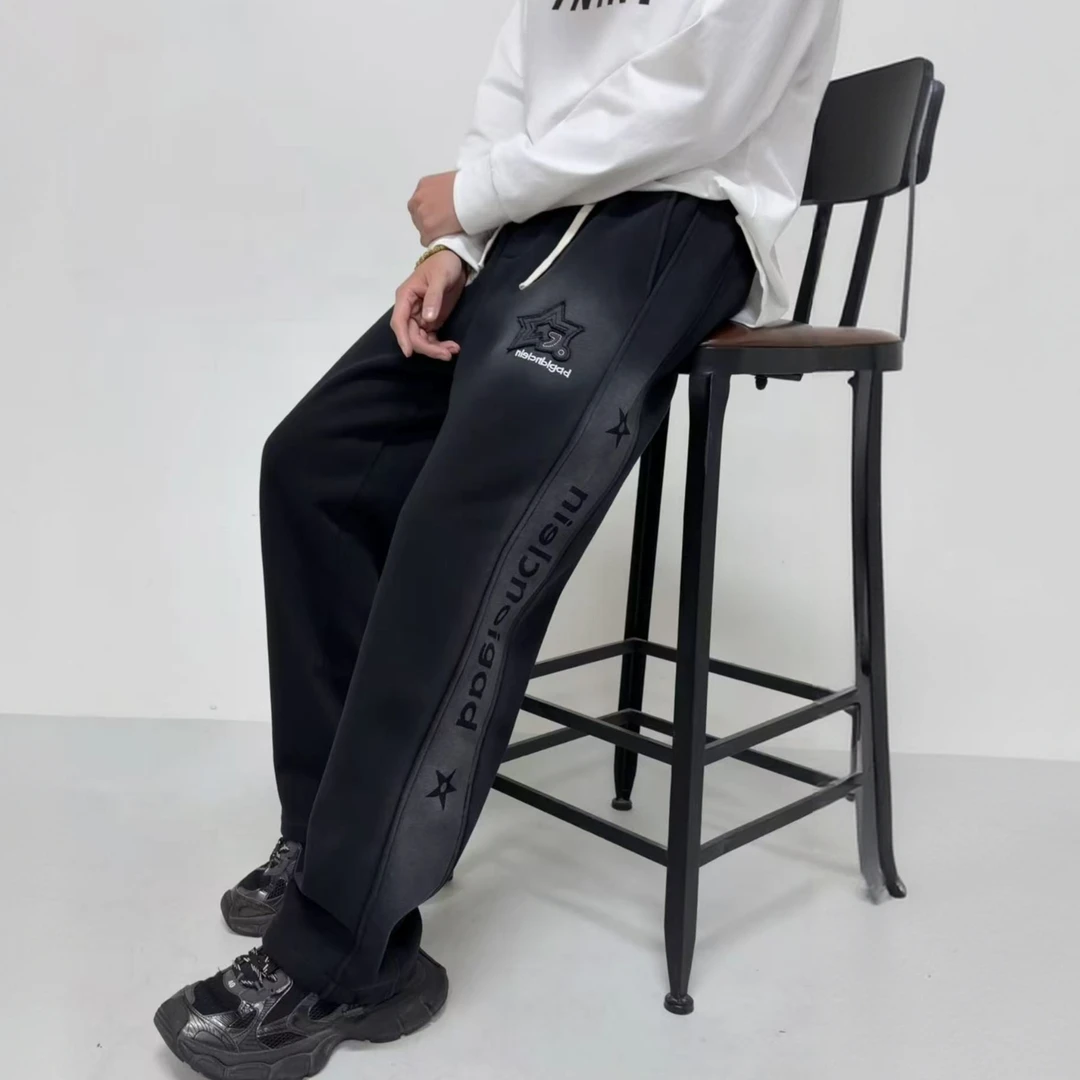 秋冬季新款男士水洗宽松裤子卫裤学生百搭青少年潮流直筒长裤5877