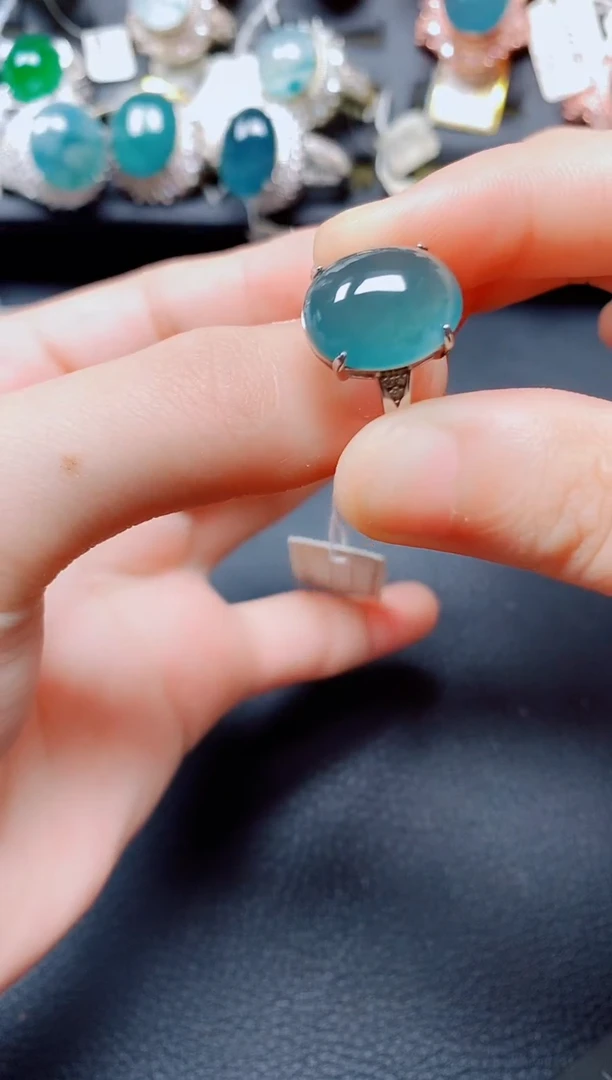 翡翠戒指银S925镶嵌翡翠