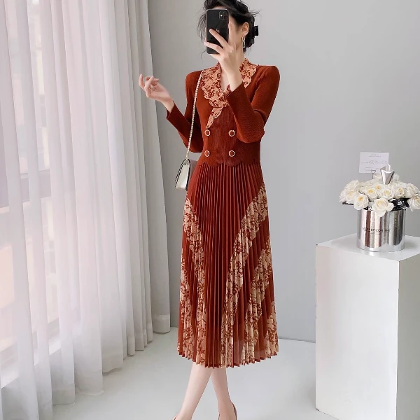 【新中式秋冬款】SK205&SK207三宅褶皱轻奢女装#&印花拼布西装领