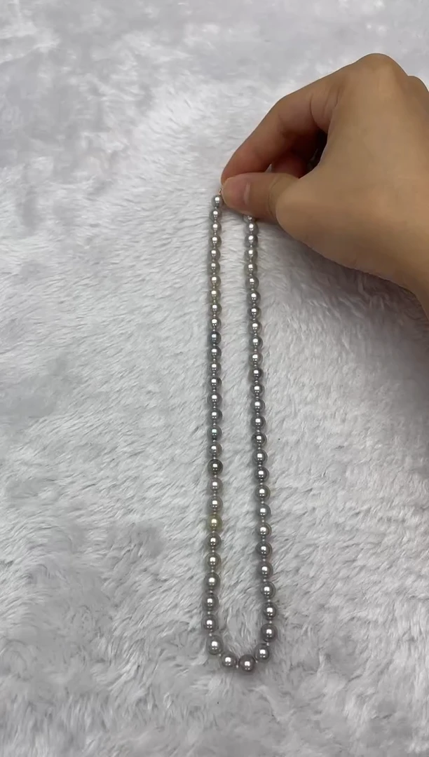 项链银S925镶嵌海水珍珠AK真多麻6.5-7mm