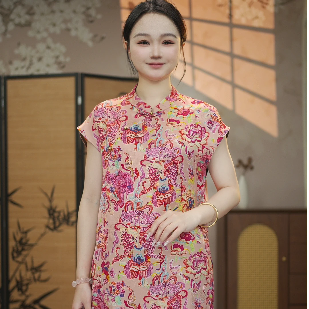 【鲤韵】宽松型双鲤休闲风立领小飞袖国风女装时尚自然密语