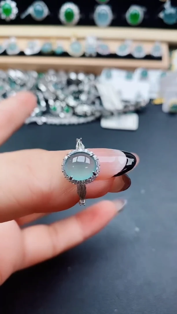 翡翠戒指银S925镶嵌508500