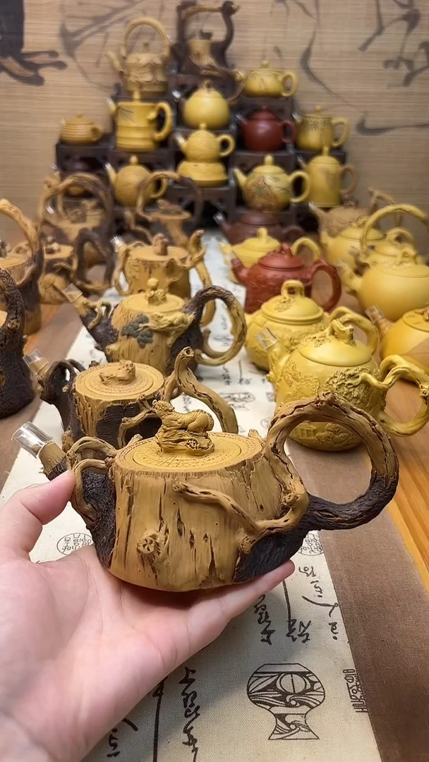 茶壶紫砂废**业仿木麒麟树桩壶