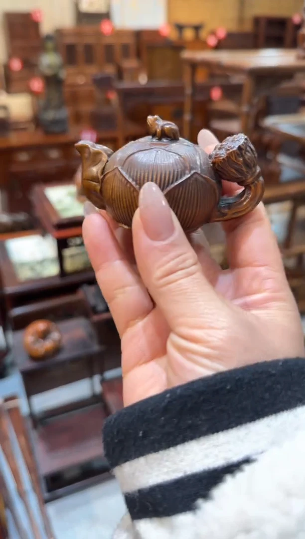 木黄杨 把把壶 摆件