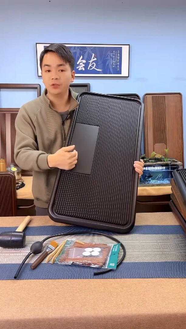 【闪购商品】凌龙黑色款式茶盘80*40*4