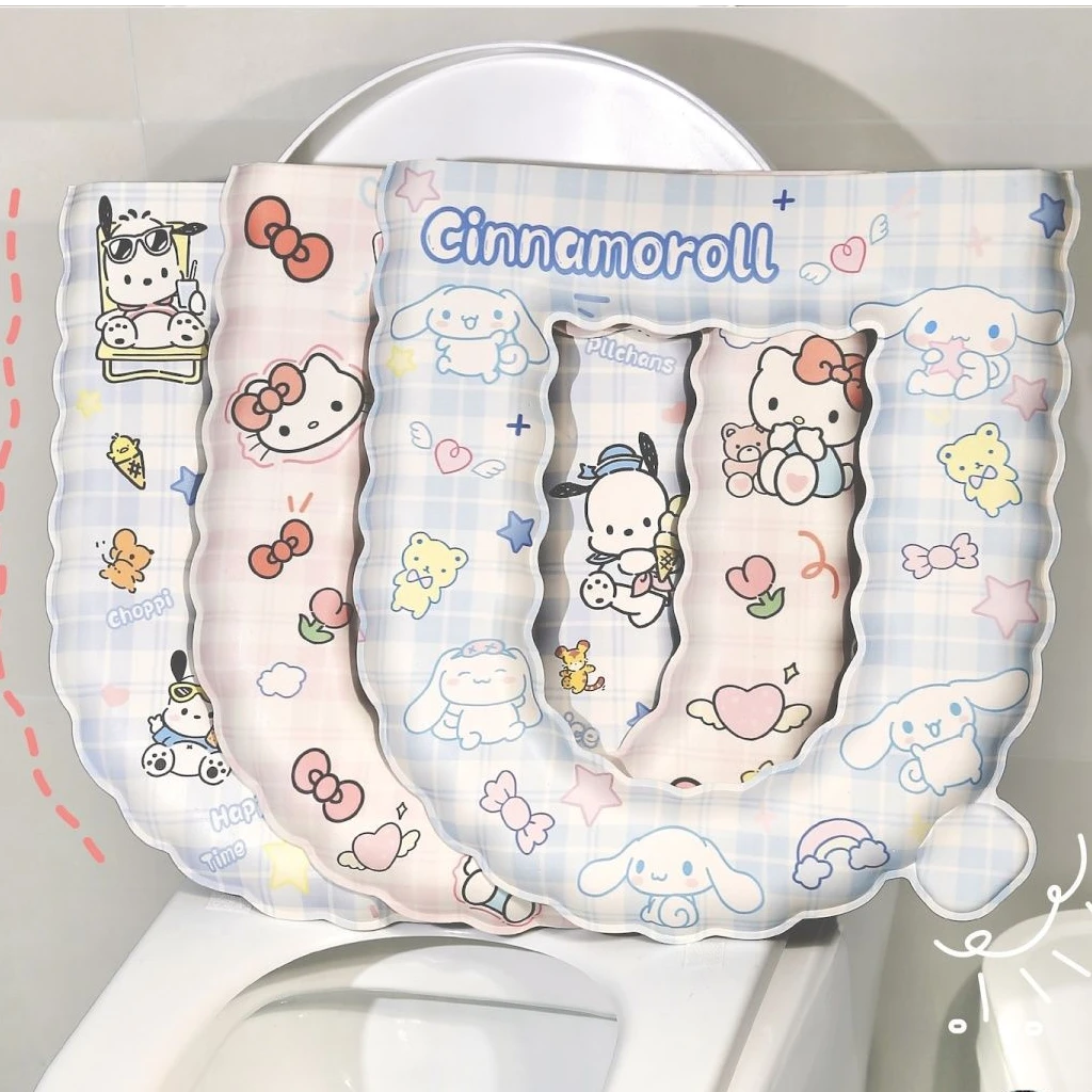 卡通大耳狗加厚马桶垫EVA坐便垫防寒保暖手提免洗魔术粘贴厕所垫