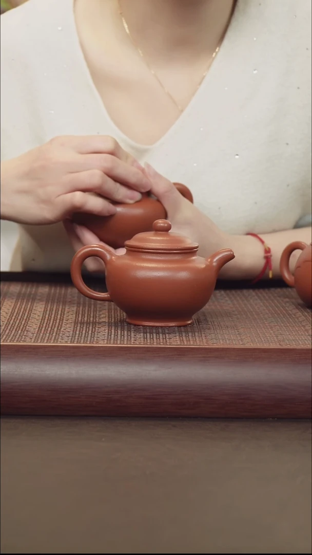 茶壶紫砂福**新沈军半手赵庄朱泥掇只，抛光瑕疵壶