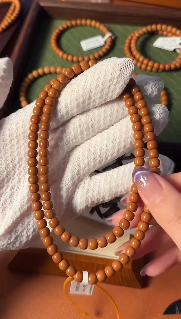 手串橄榄核【168核尖】6.6mm老挝核尖老型108三花面无白 树王老料