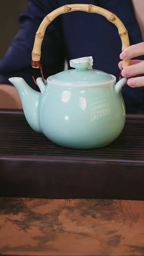 摆件望瓯陶溪川粉青提梁壶