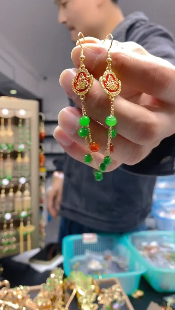 【闪购商品】翡翠耳饰合金0366翡翠耳钩