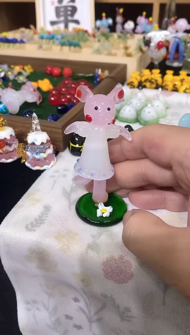 琉璃手工艺品旋转小猪