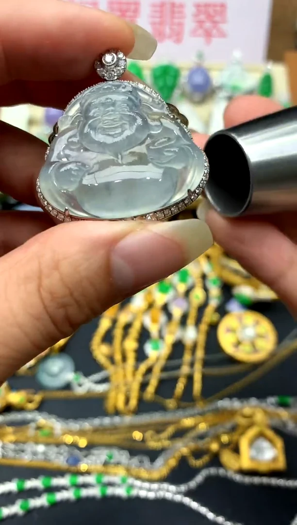 颈饰18K金镶嵌翡翠372-中国好珍宝