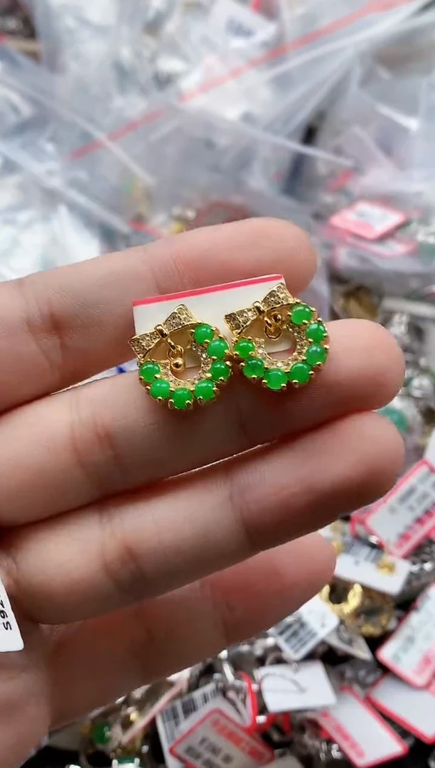 银S925镶嵌戒指翡翠天然A货缅甸翡翠