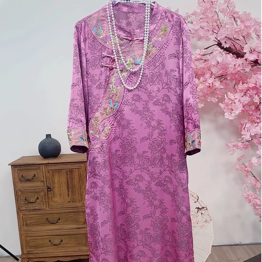 2025夏季新款刺绣国风优雅高贵气质中国风连衣裙