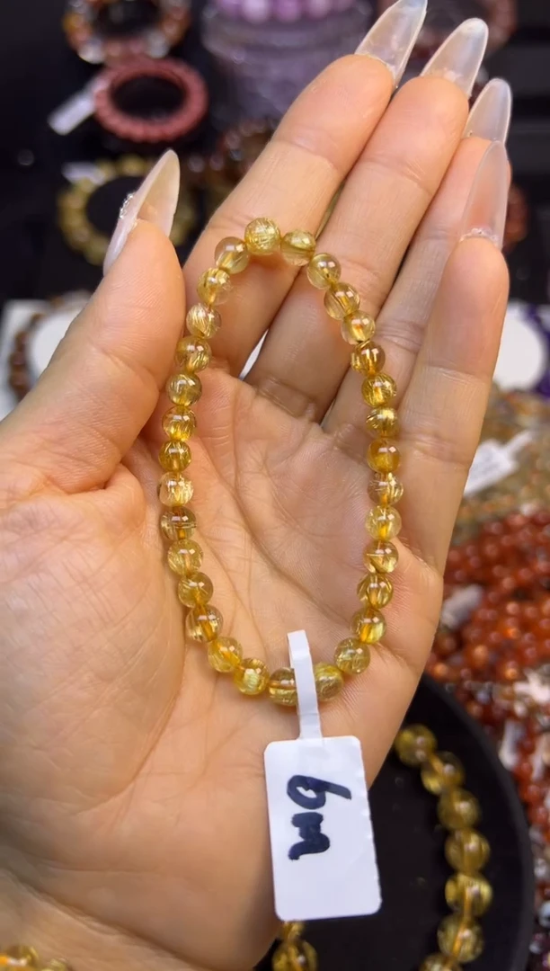 未镶嵌手串水晶金发晶6mm