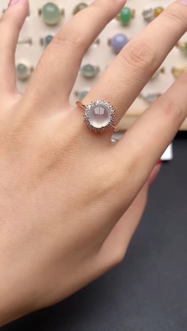 【闪购商品】翡翠戒指银S925镶嵌一物一证一礼盒