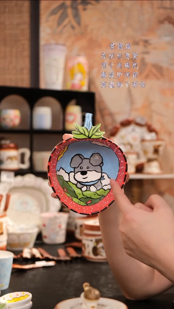 摆件景德镇手工手绘设计师款