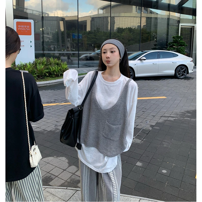 【大码】105韩剧女主穿搭套装女别致设计感叠穿吊带背心两件套