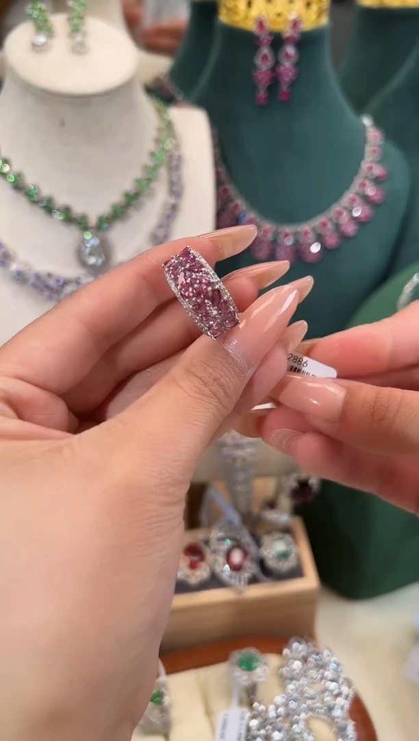 银S925镶嵌戒指碧玺戒指