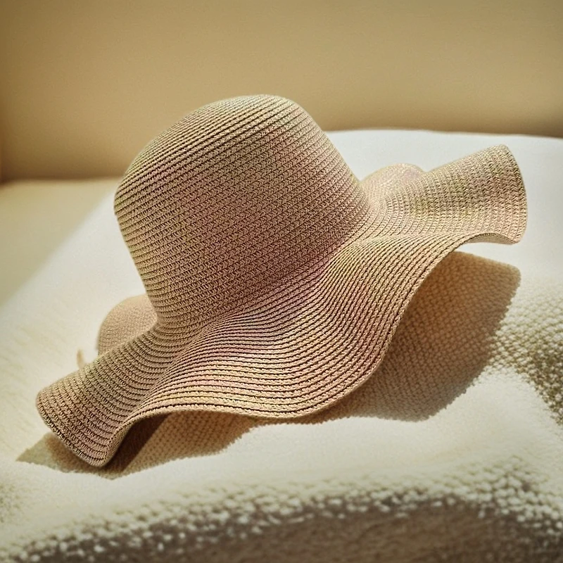 MZ88夏季光板波浪边草帽手工DIY遮阳帽沙滩帽可折叠太阳帽子