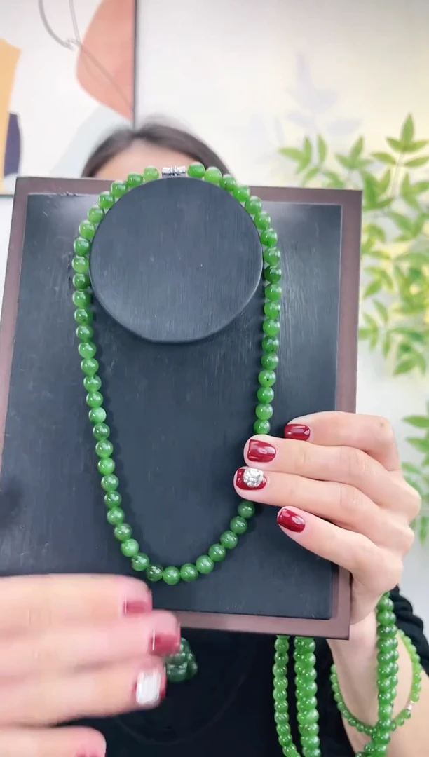 【闪购商品】和田玉（碧玉）项链未镶嵌碧玉妈妈链 8±mm 有黑点