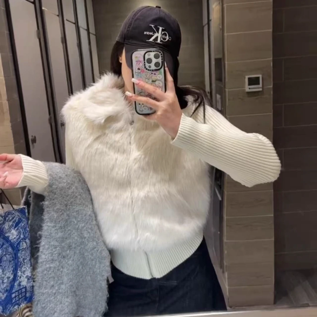 （瑶瑶专属）假两件毛外套女秋冬小个子保暖加厚针织开衫小香风毛衣