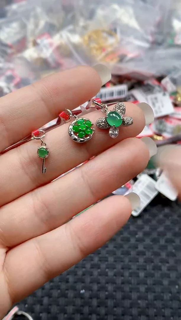 银S925镶嵌戒指翡翠天然A货缅甸翡翠