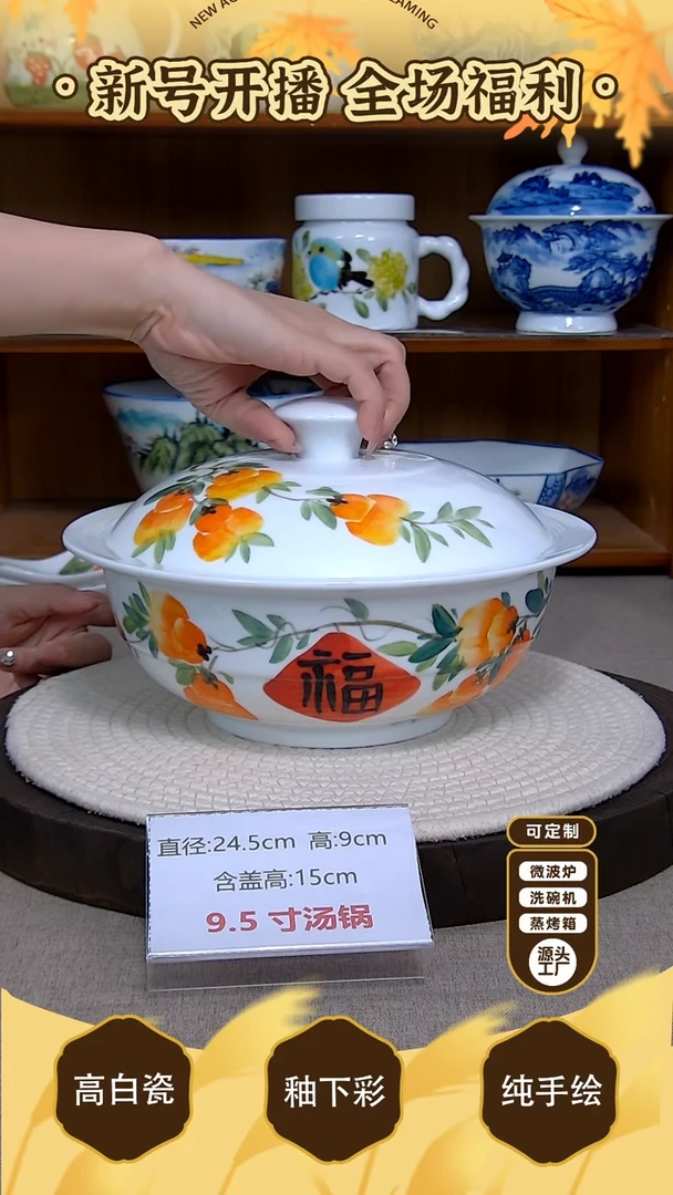 盘【陶源造】景德镇手绘釉下彩陶瓷餐具