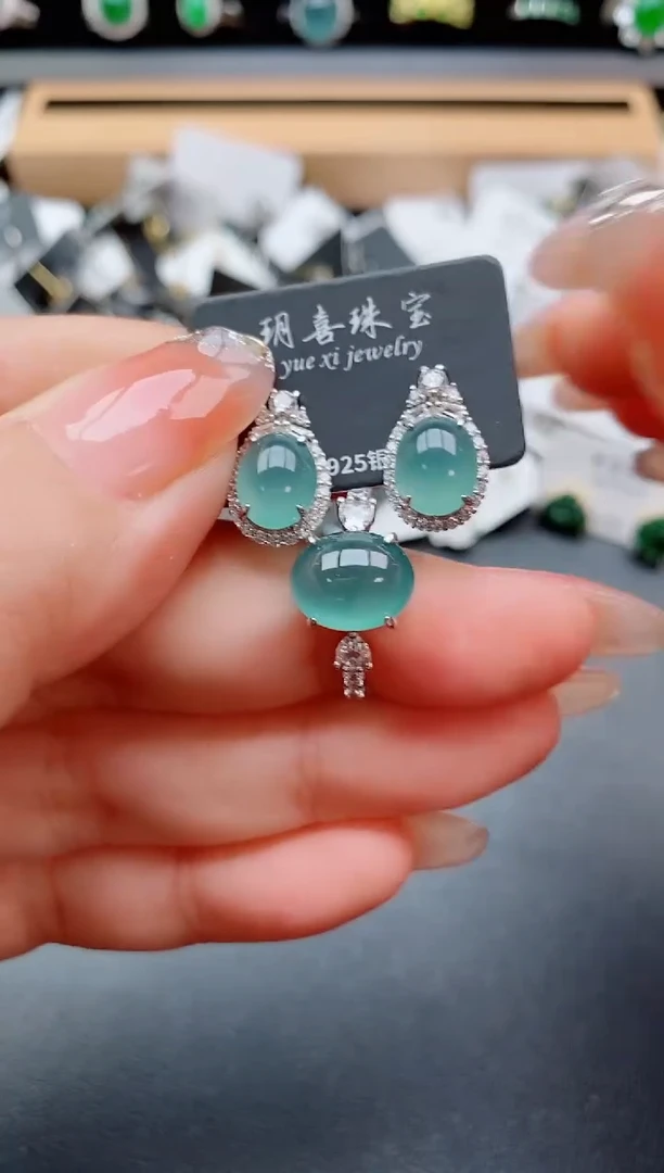 银S925镶嵌戒指翡翠1