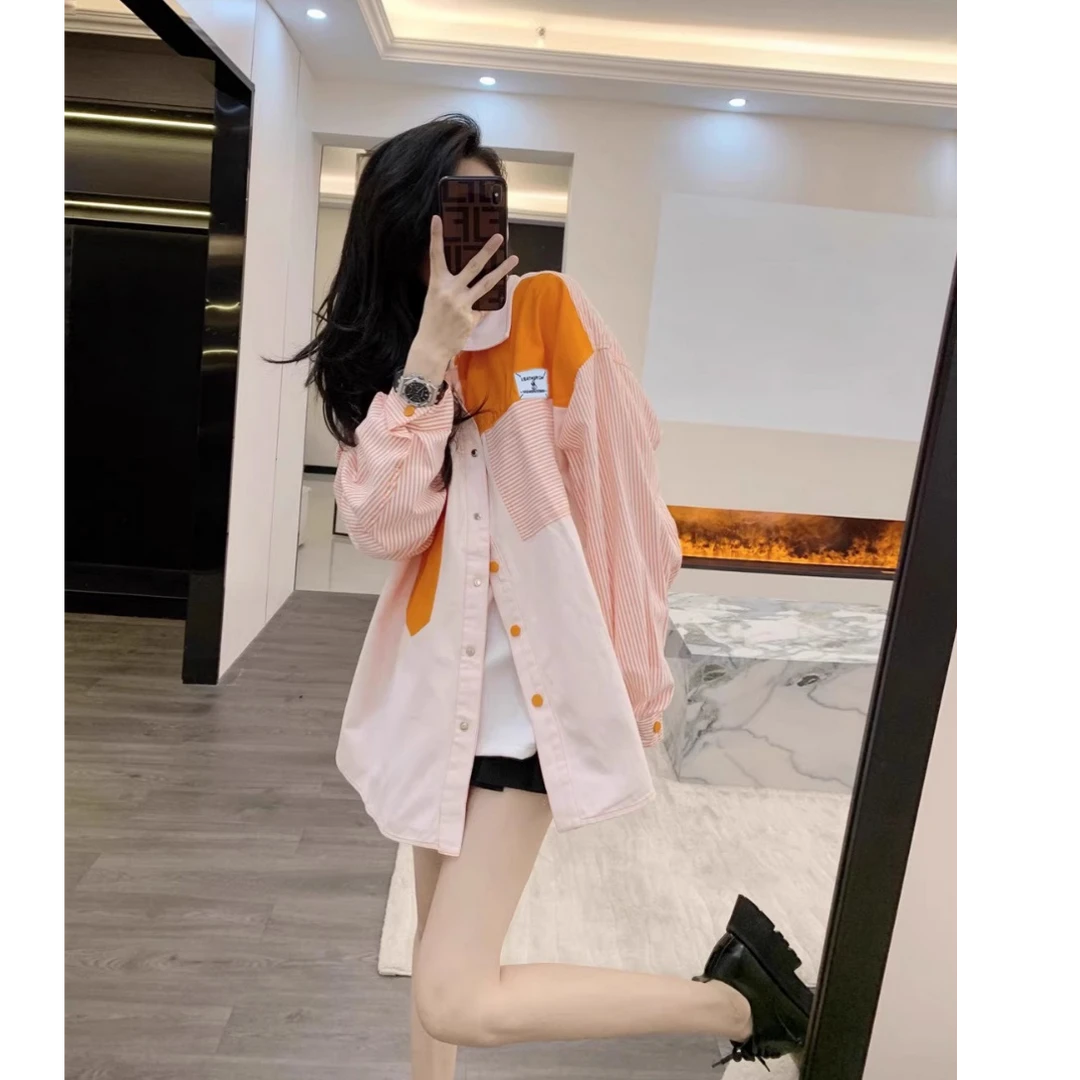Leathercat衬衫秋装女2025年新款设计感小众时尚百搭条纹衬衣外套
