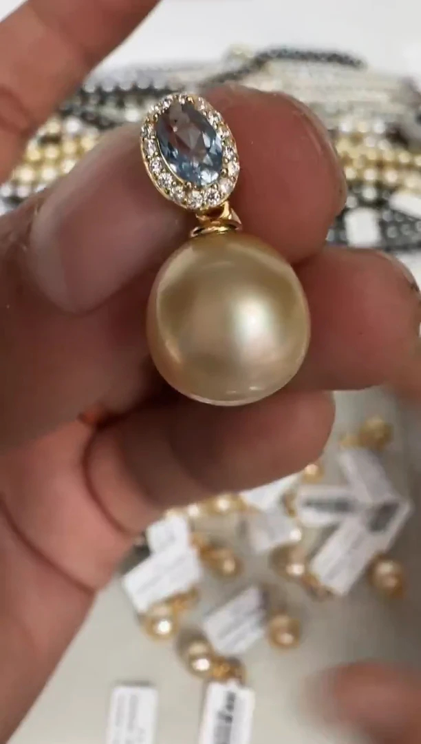 颈饰银S925镶嵌海水珍珠吊坠