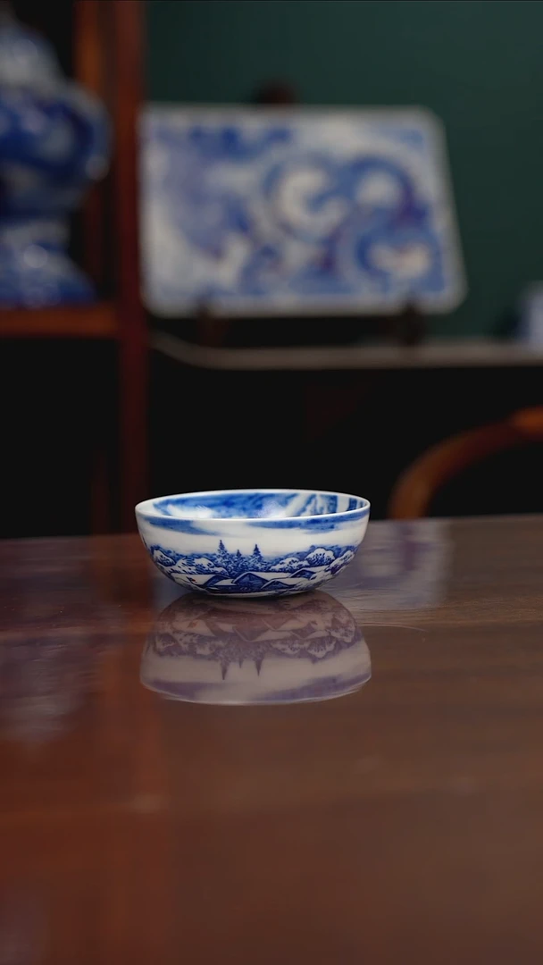 晓月柴窑 雪景主人杯