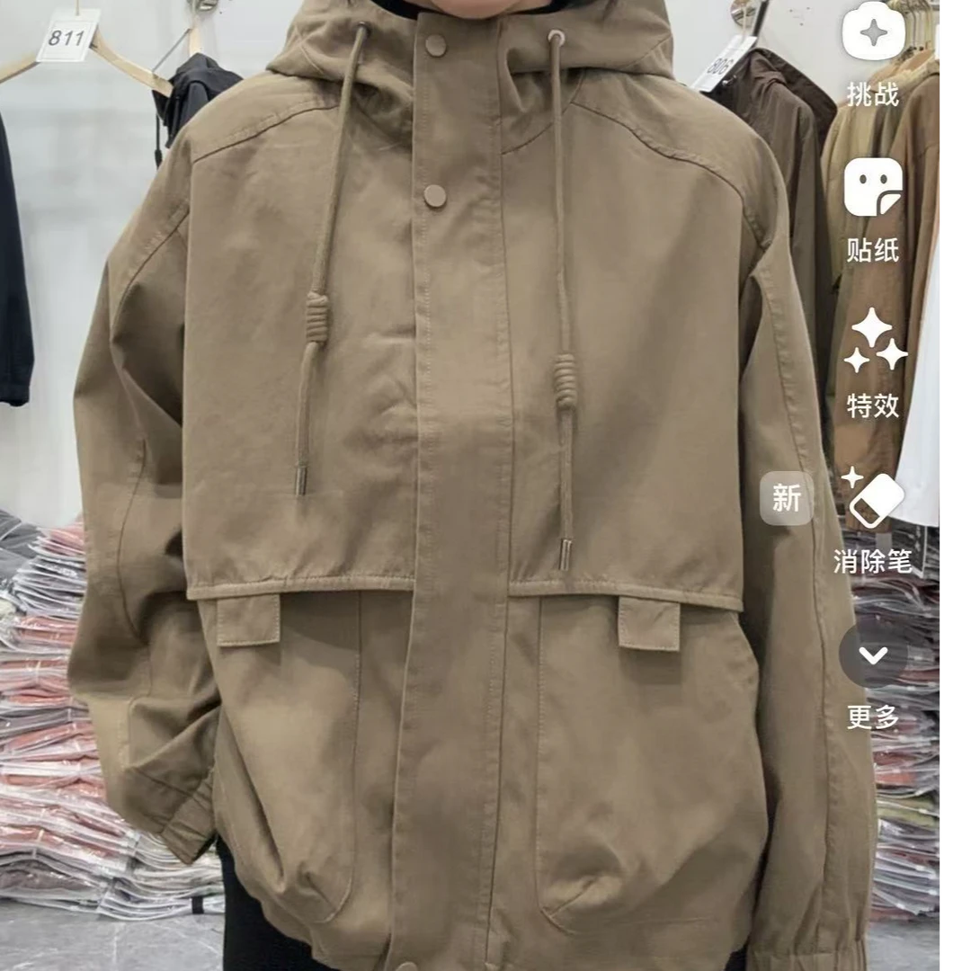 852 秋装新款连帽纯棉外套宽松妈妈装