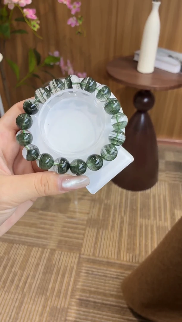 未镶嵌手链水晶绿幽灵12m+