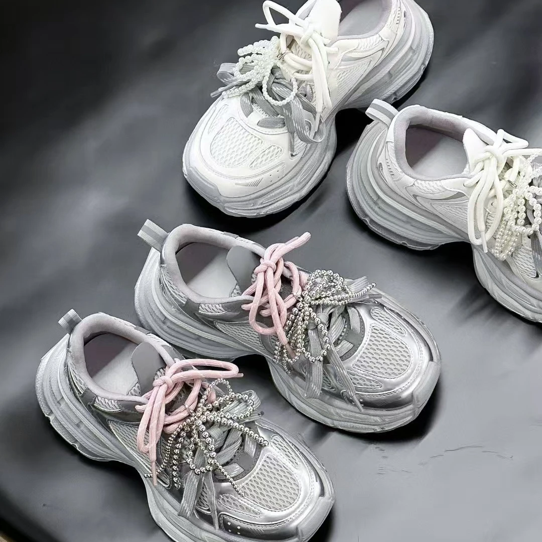 春款老爹鞋女2025爆款春厚底运动鞋网面显脚小老爹鞋女鞋潮休闲鞋