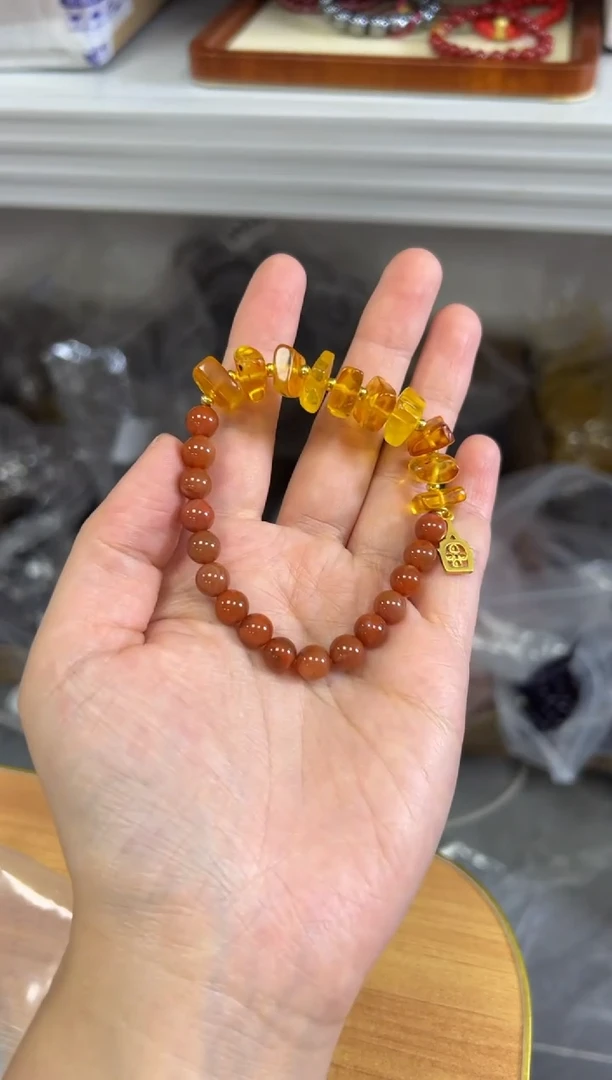 手链未镶嵌南红玛瑙火焰纹南红碎银几两手串[0047]