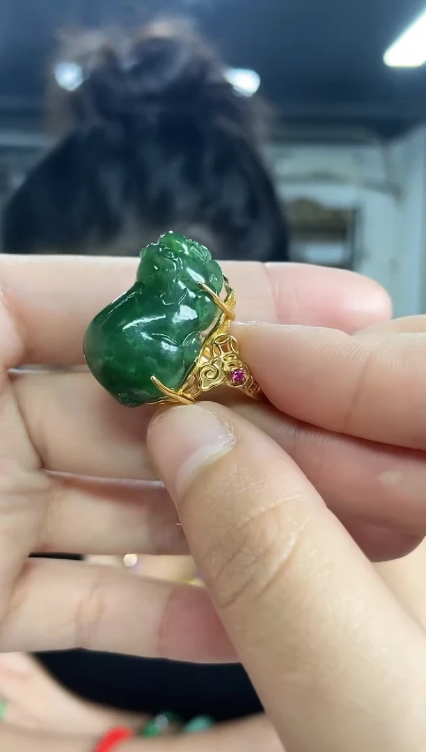 和田玉（碧玉）戒指银S925镶嵌闪购链接多样性发其一颜色微差
