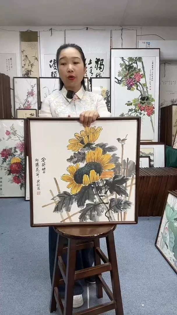 国画尺寸52*52实木画框京东包邮手绘