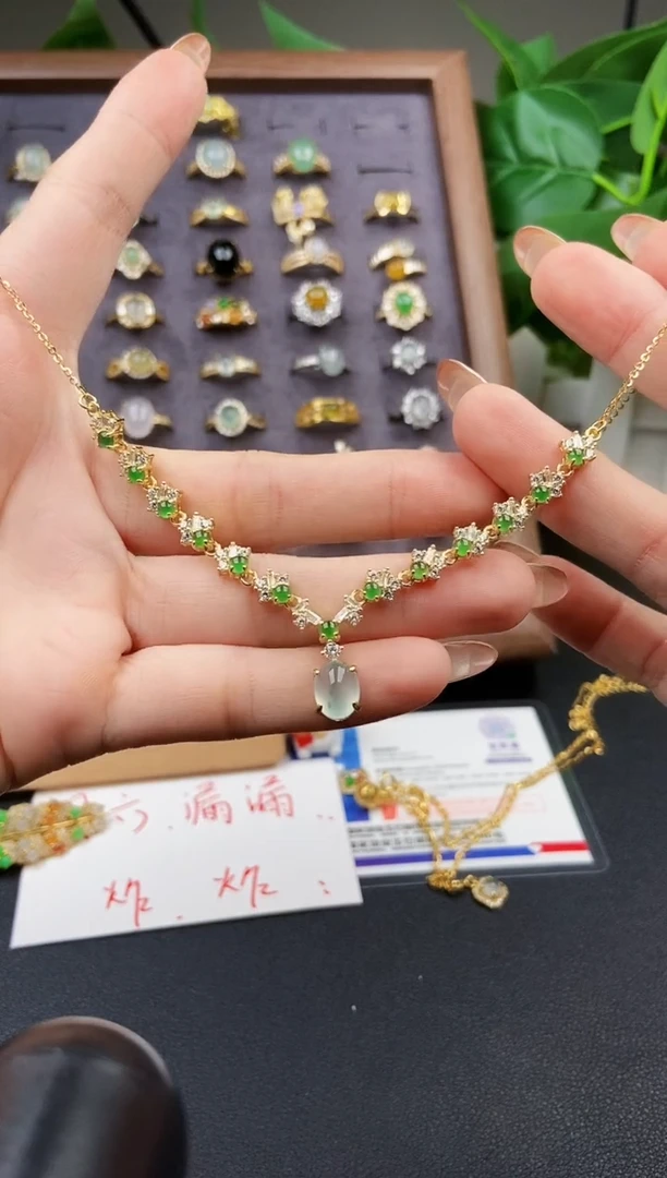颈饰银S925镶嵌翡翠12