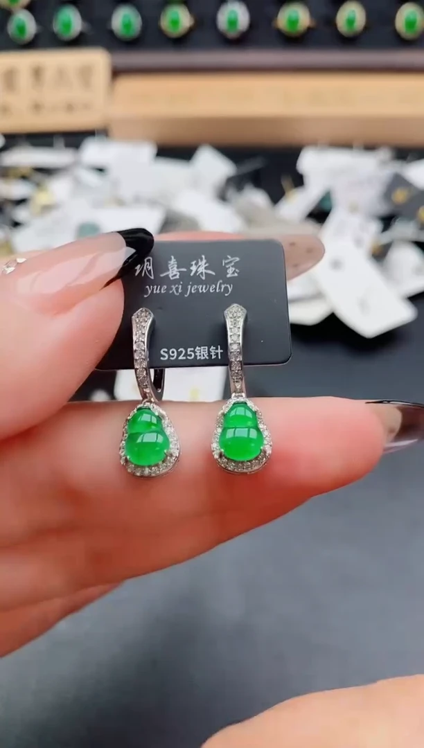 银S925镶嵌戒指翡翠1